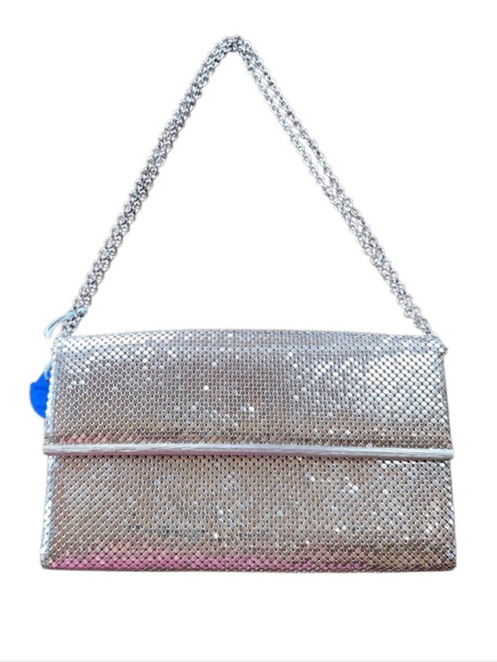 Whiting & Davis Vintage Silver Metallic Mesh Envelope Shoulder Bag